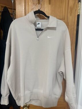 Nike Quarter-Zip Pullover in Light Beige